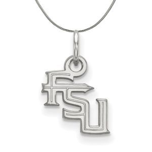 Sterling Silver Florida State XS (Tiny) 'FSU' Pendant Necklace - 18 In